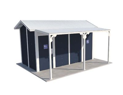 Burton 2 Standard Toilet Building with Deep Ocean and Surfmist colour scheme